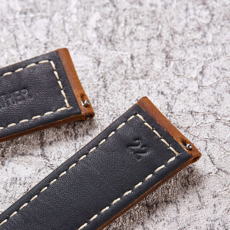 Quick Release Watch Band Crazy Horse Leather Retro Watch Band For Samsung Huawei,Size: 24mm (Ligh...