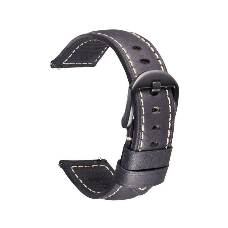 Quick Release Watch Band Crazy Horse Leather Retro Watch Band For Samsung Huawei,Size: 24mm  (Bla...