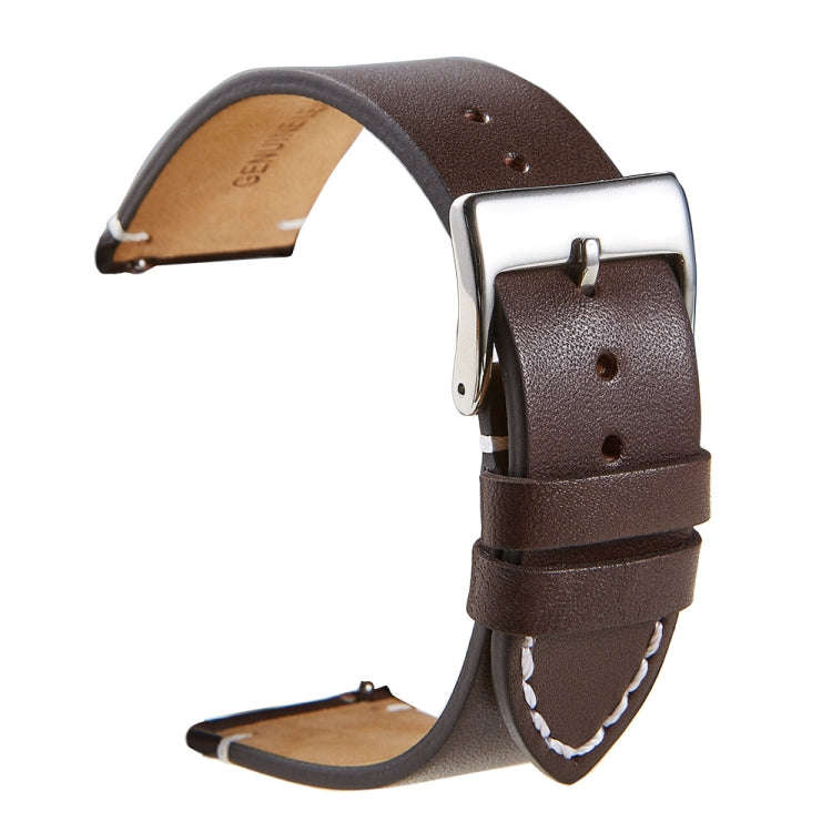First Layer Retro Cowhide Frosted Leather Quick Release Universal Watch Band, Size 24mm(Deep B...