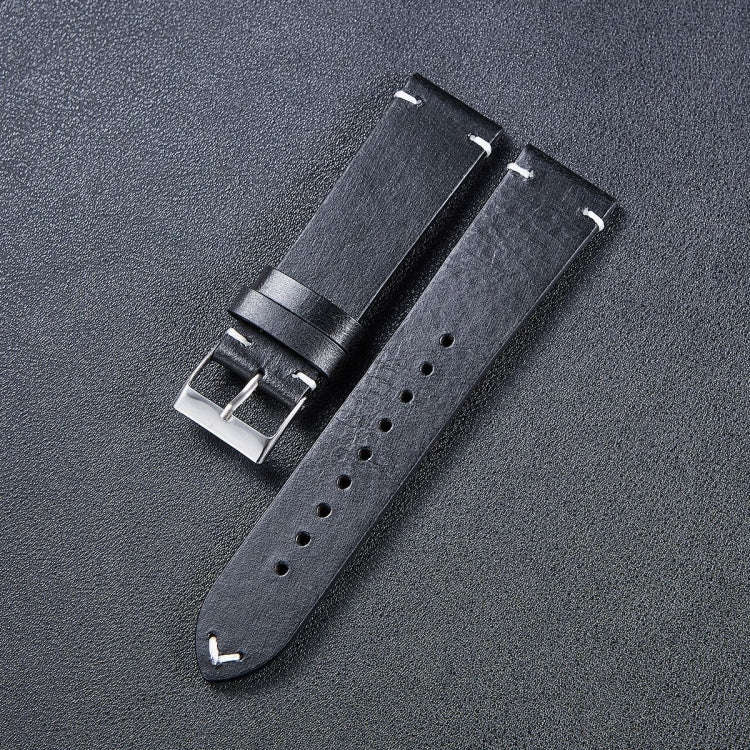 HB001 Color-Changing Retro Oil Wax Leather Universal Watch Band, Size: 20mm(Black)