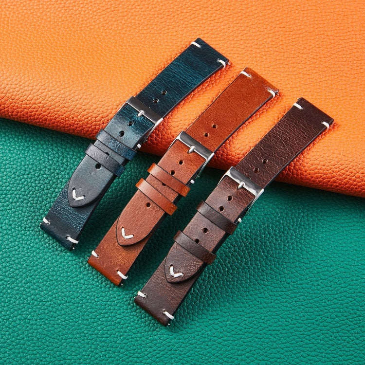 HB001 Color-Changing Retro Oil Wax Leather Universal Watch Band, Size: 20mm(Blue)