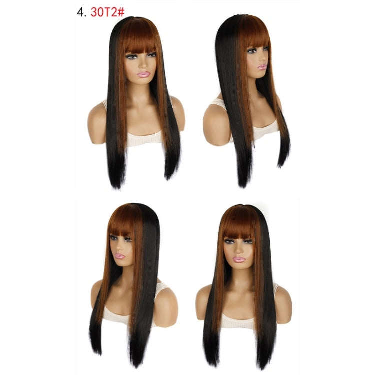 Color Bleaching And Dyeing Double Sideburns With Bangs Long Straight Hip-Hop Wig(Coffee Bleaching...
