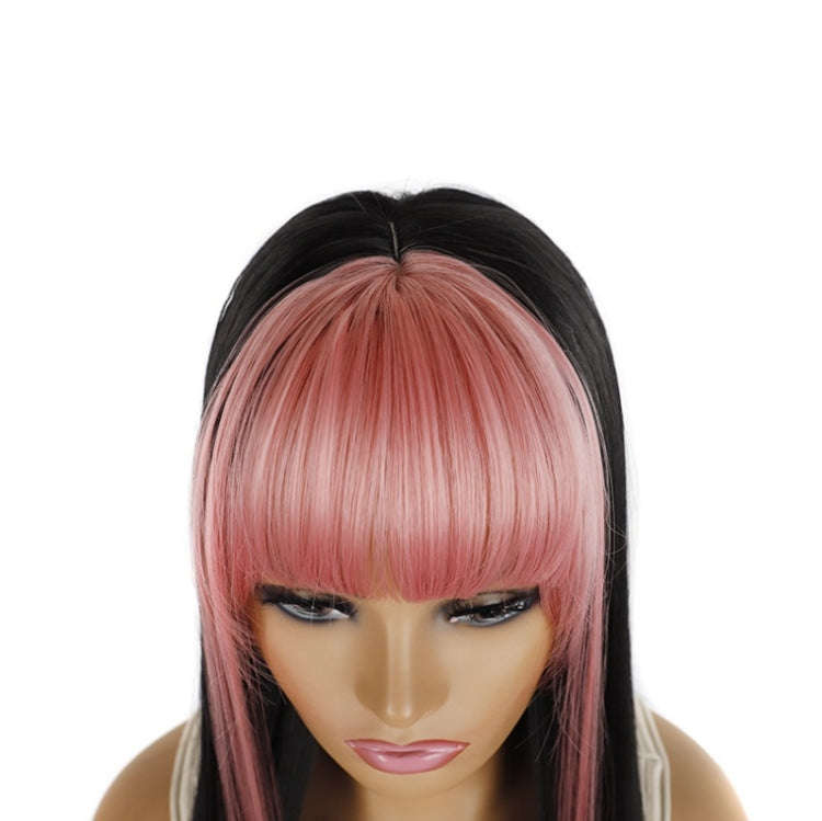 Color Bleaching And Dyeing Double Sideburns With Bangs Long Straight Hip-Hop Wig(Coffee Bleaching...