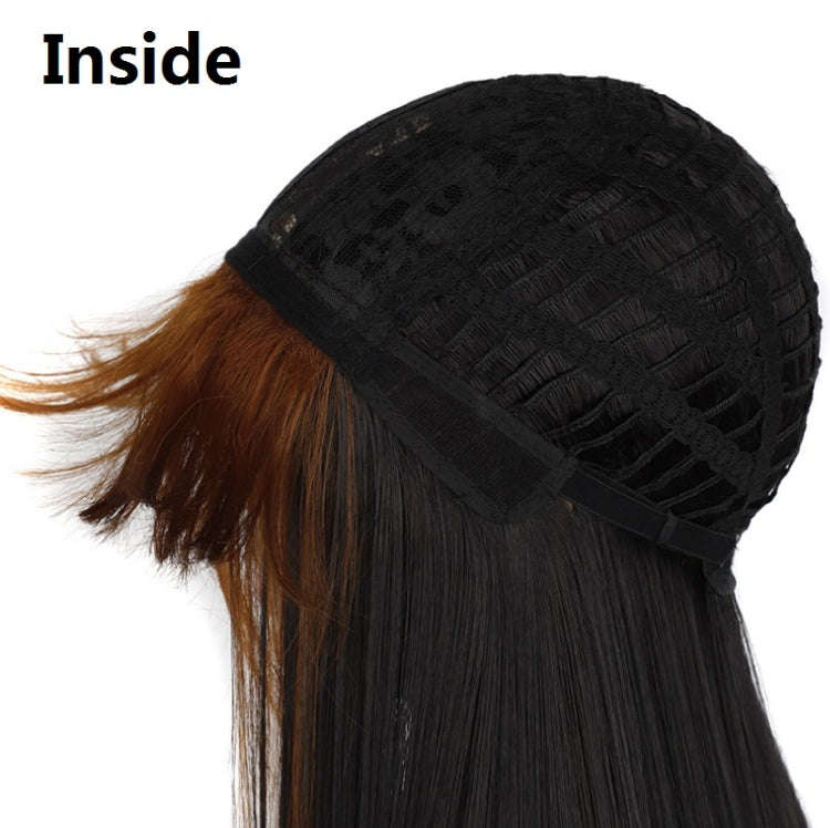 Color Bleaching And Dyeing Double Sideburns With Bangs Long Straight Hip-Hop Wig(Coffee Bleaching...