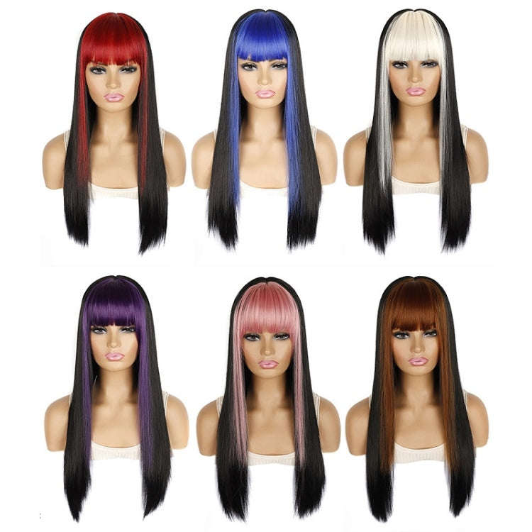 Color Bleaching And Dyeing Double Sideburns With Bangs Long Straight Hip-Hop Wig(Coffee Bleaching...