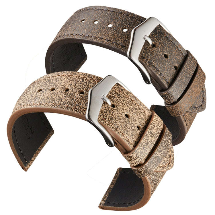 22mm Small Broken Texture Cowhide Strap Suitable For Huawei Watch(Deep Coffee)