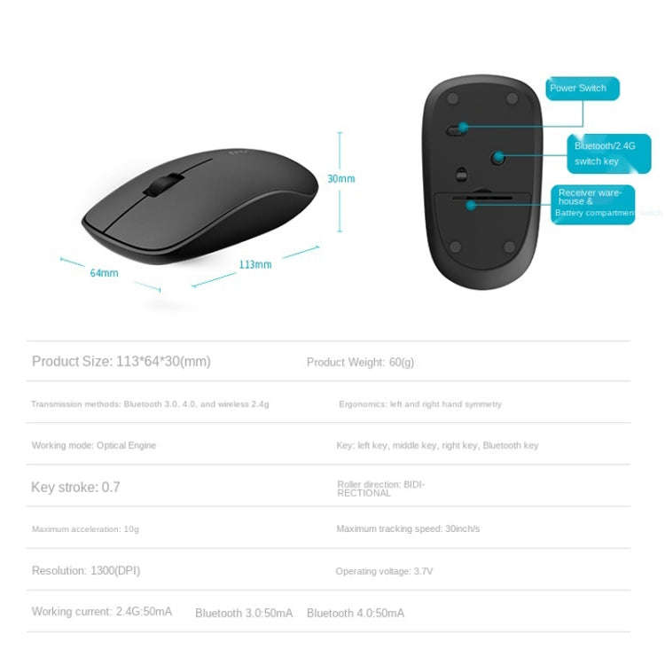 Rapoo M200G 1300 DPI 3 Keys Silent Wireless Mouse(Pink)