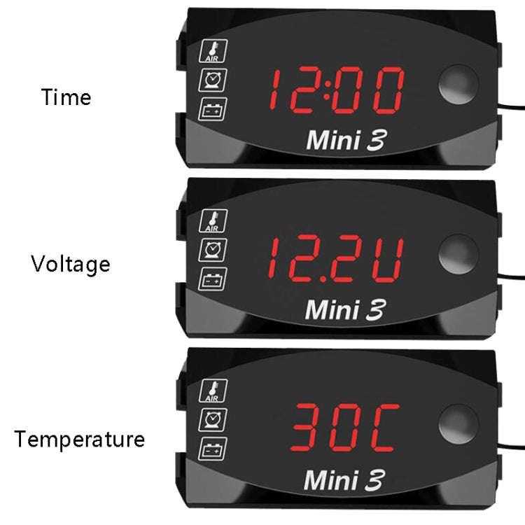 Voltage Clock And Temperature 3 In 1 LED Electronic Meter Large-Screen Digital Display Waterproof...