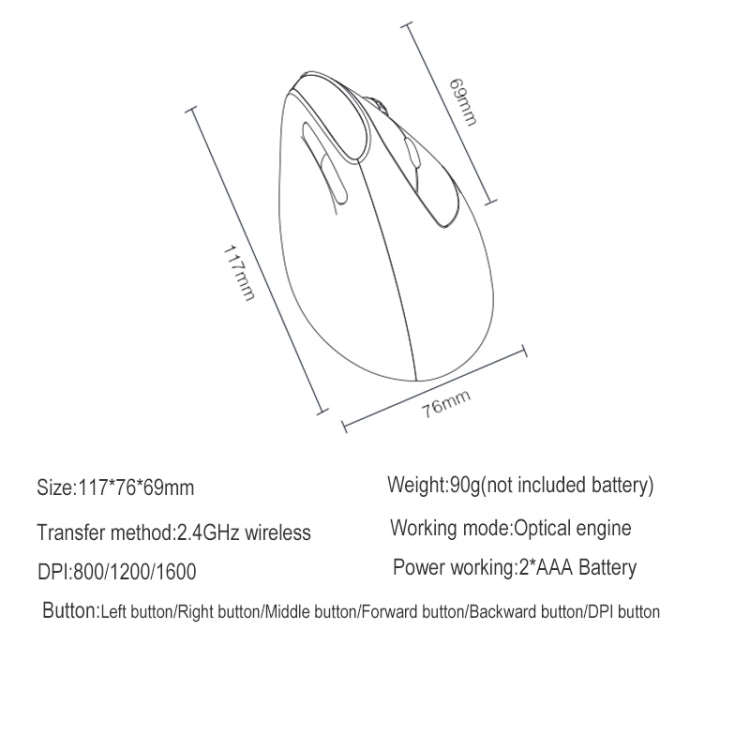 Rapoo MV20 Ergonomic Wireless Silent Vertical Mouse(Sound Version)