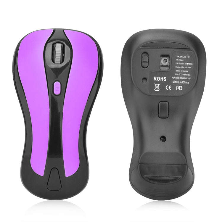 PR-01 1600 DPI 7 Keys Flying Squirrel Wireless Mouse 2.4G Gyroscope Game Mouse(Black Purple)