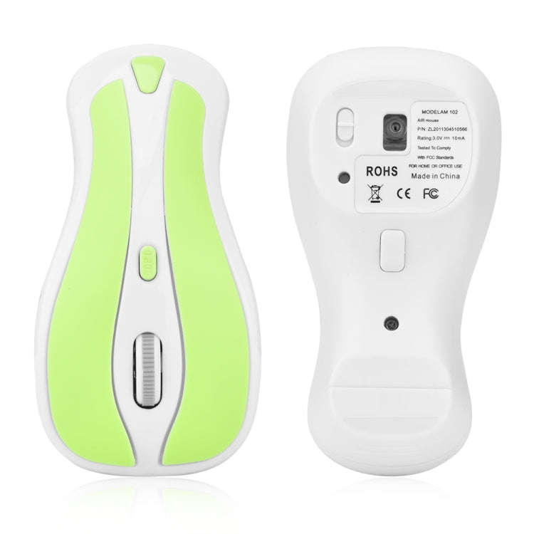 PR-01 1600 DPI 7 Keys Flying Squirrel Wireless Mouse 2.4G Gyroscope Game Mouse(White Green)