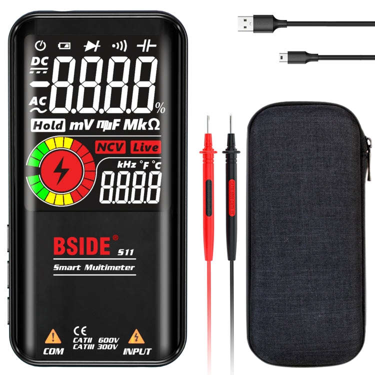 BSIDE Digital Multimeter 9999 Counts LCD Color Display DC AC Voltage Capacitance Diode Meter, Spe...