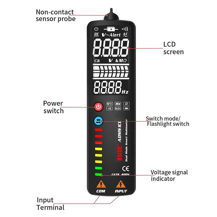 BSIDE Dual-Mode Smart Large-Screen Display Multimeter Electric Pen Portable Voltage Detector, Spe...