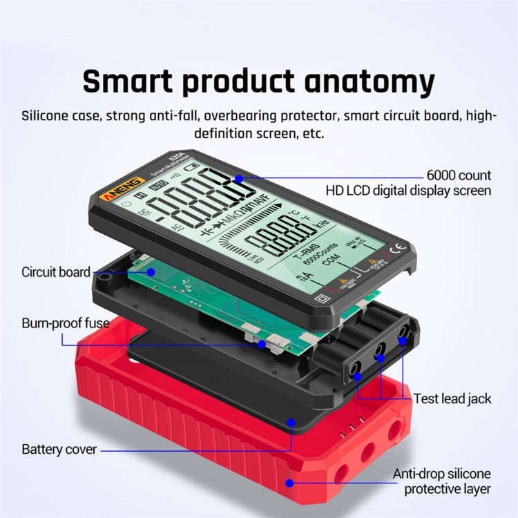 ANENG 620A Full Screen Smart Digital Multimeter(Red)