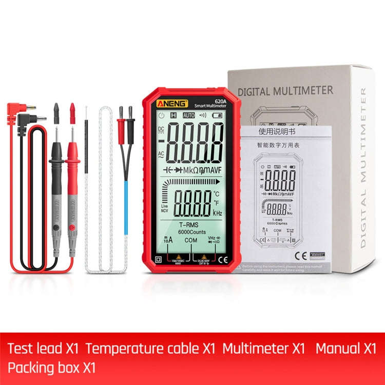 ANENG 620A Full Screen Smart Digital Multimeter(Red)