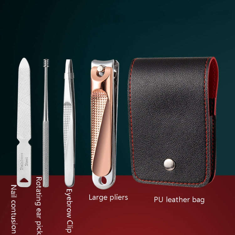 5pcs /Set Nail Scissors Portable Manicure Tool, Style: Classic (Rose Gold)