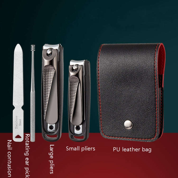 5pcs /Set Nail Scissors Portable Manicure Tool, Style: Anti-splash (Black)