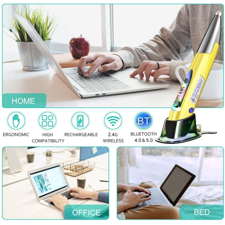 PR-A19 2.4GHz Wireless Charging Bluetooth Mouse Pen Type Shining Quiet Mouse(Silver Gray)