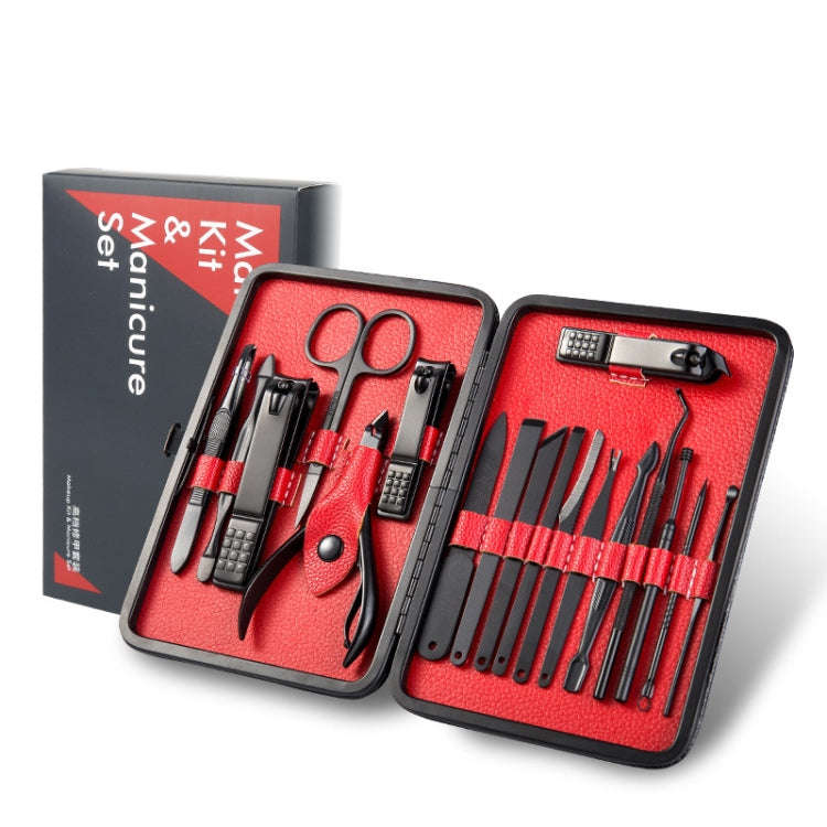 18 In 1 Nail Clippers Home Pedicure and Nail Care Tools(Black Red)