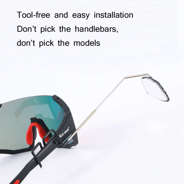 WEST BIKING Bicycle Riding Glasses Mini Rearview Mirror Multi-Angle Adjustable Flat Mirror(Black)