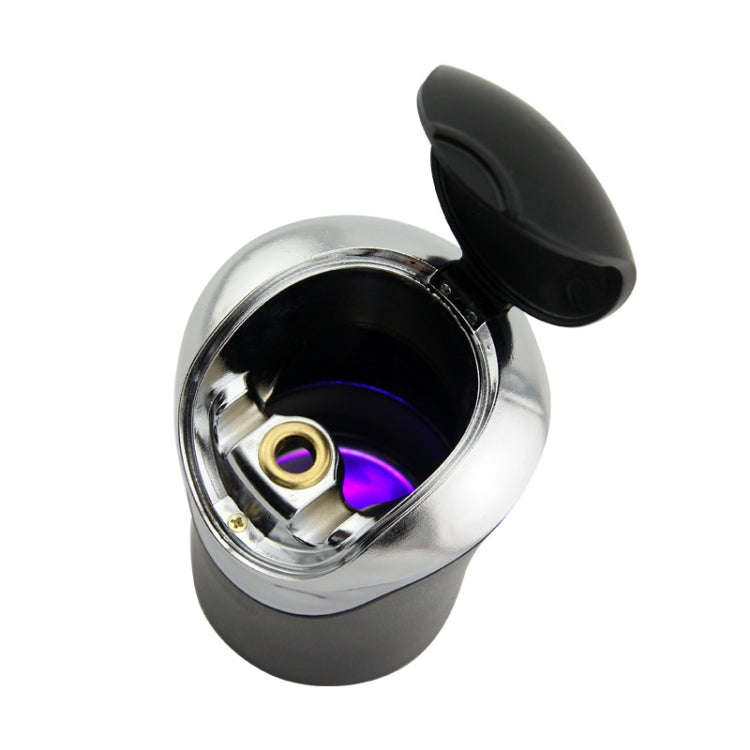 N10 Mini Car Loaded Ashtray With Lamp And Cover Car Supplies(Silver)