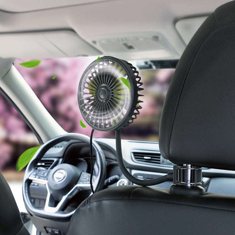 F408 Car Silicone Hose Fan Multi-Angle Adjustment USB Fan(Black)