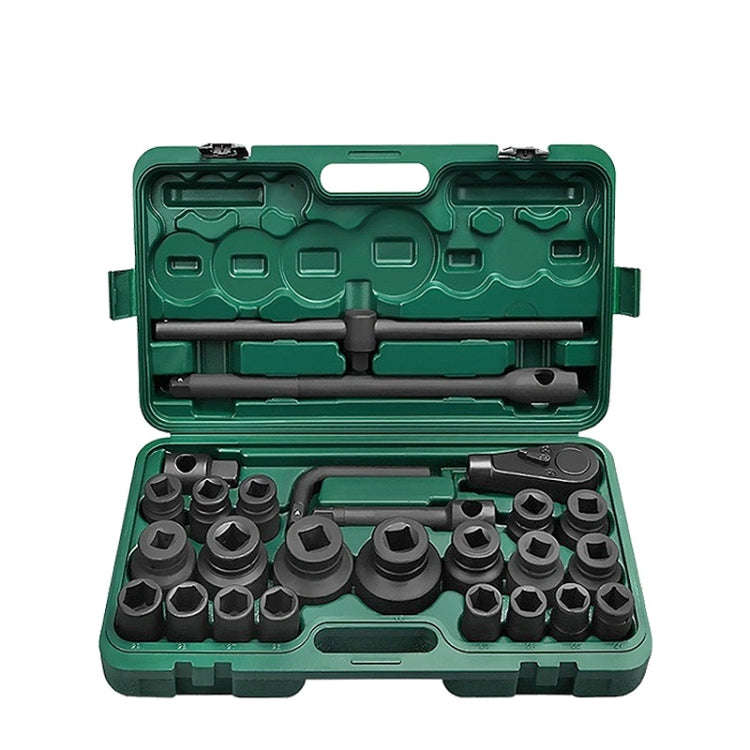 26 PCS / Set Hexagonal Heavy-Duty Socket Auto Repair Socket Wrench(Black Hexagonal)