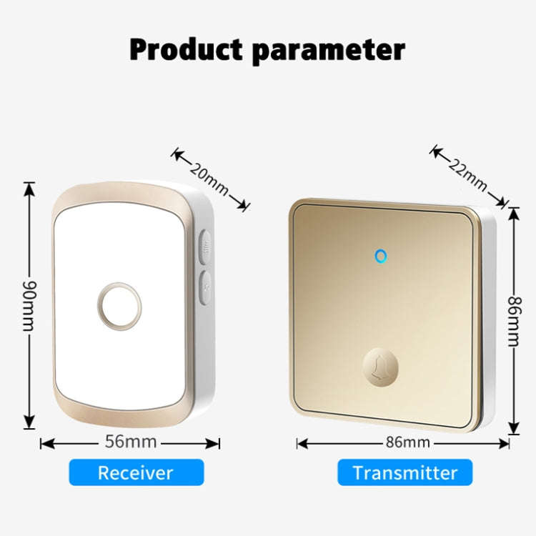 CACAZI FA50 1 For 1 Push-button Self-generating Wireless Doorbell, Plug:EU Plug(White)