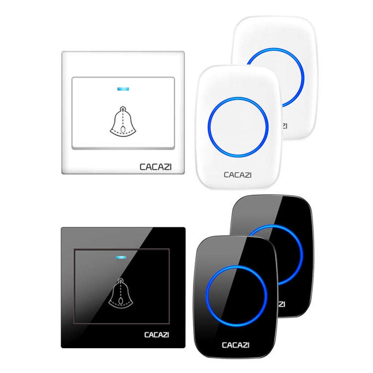 CACAZI H10 1 For 2 Home Wireless Music Doorbell without Battery, Plug:EU Plug(White)