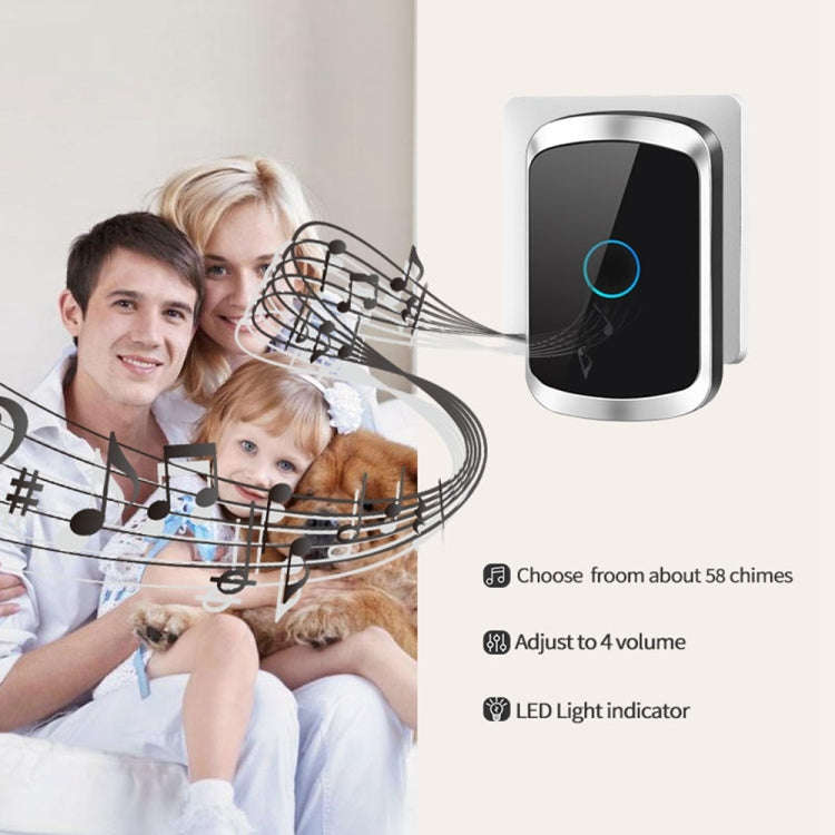 CACAZI A50 1 For 1 Wireless Music Doorbell without Battery, Plug:US Plug(White)