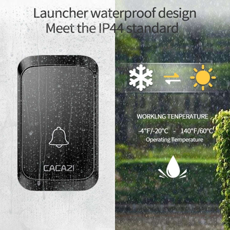 CACAZI A50 1 For 1 Wireless Music Doorbell without Battery, Plug:US Plug(White)