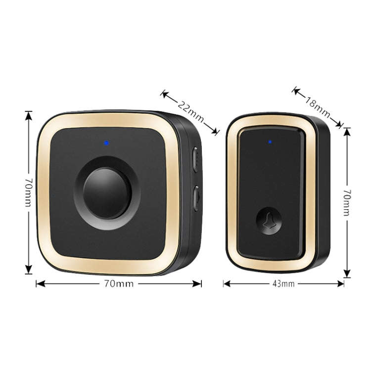 CACAZI A58 1 For 1 Smart Wireless Doorbell without Battery, Plug:UK Plug(Black Gold)