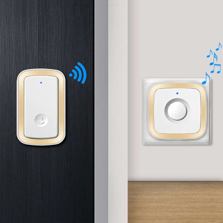 CACAZI A58 1 For 1 Smart Wireless Doorbell without Battery, Plug:UK Plug(Black Gold)