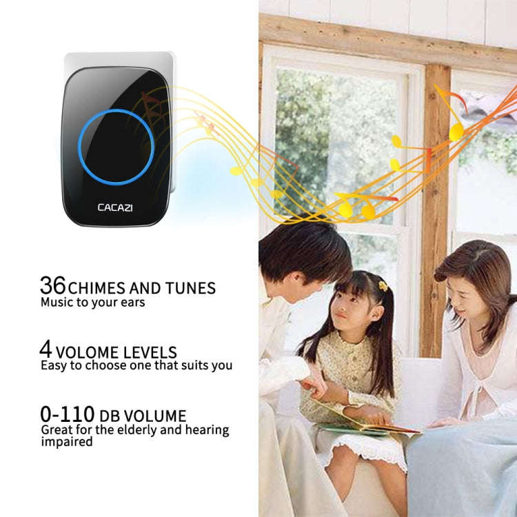 CACAZI H10 1 For 1 Wireless Smart Doorbell without Battery, Plug:UK Plug(White)