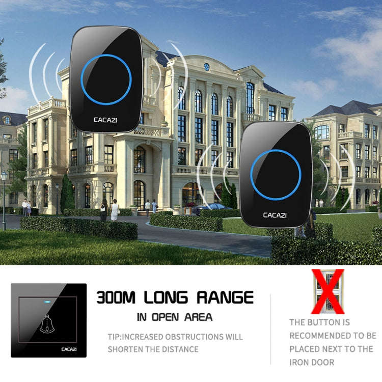CACAZI H10 1 For 1 Wireless Smart Doorbell without Battery, Plug:UK Plug(White)