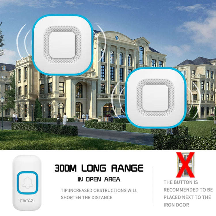 CACAZI V028F Wireless Music Doorbell without Battery, Plug:UK Plug(White)