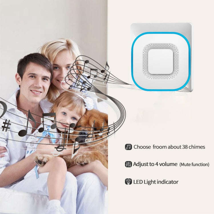 CACAZI V028F Wireless Music Doorbell without Battery, Plug:UK Plug(White)