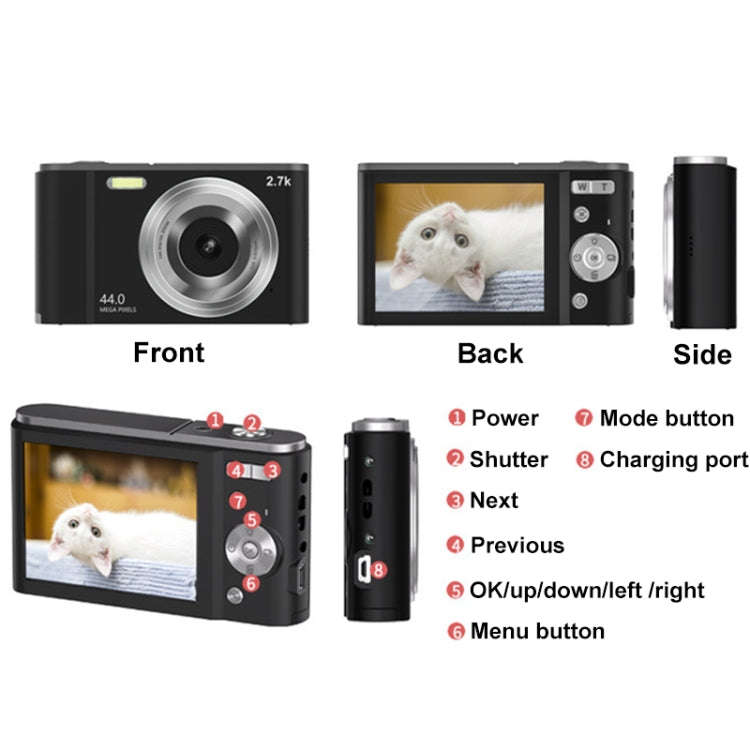 DC303A 2.8-Inch 4K 16X Zoom HD Digital Camera Mini Children Photography Camera EU Plug(Pink)