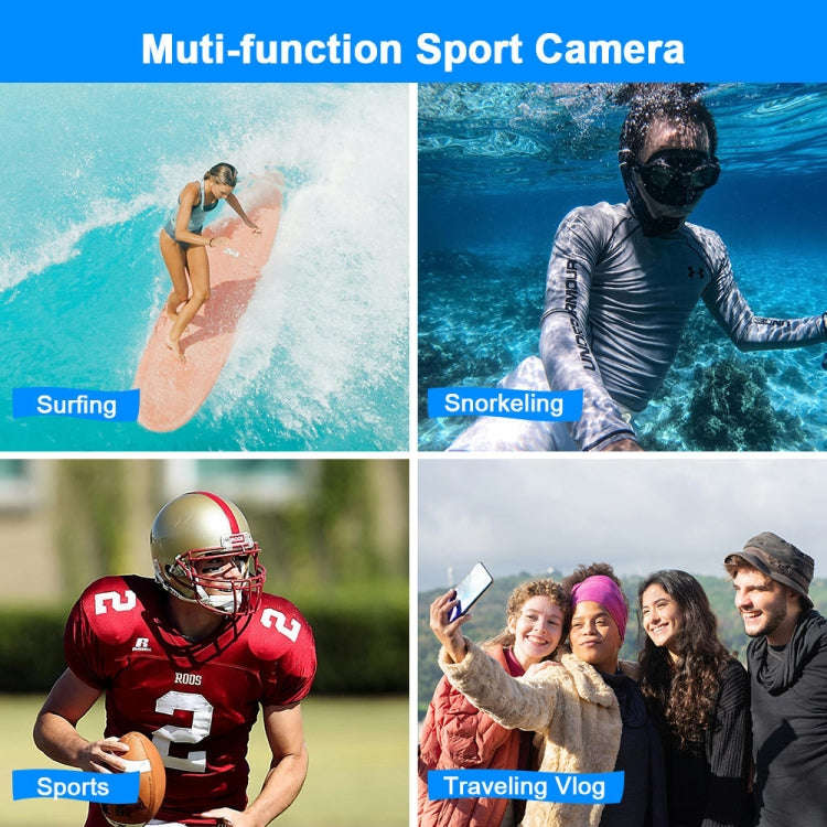 WDC901 3.5m Waterproof 48MP HD Dual Screen Outdoor Sports Digital Camera EU Plug(Blue)
