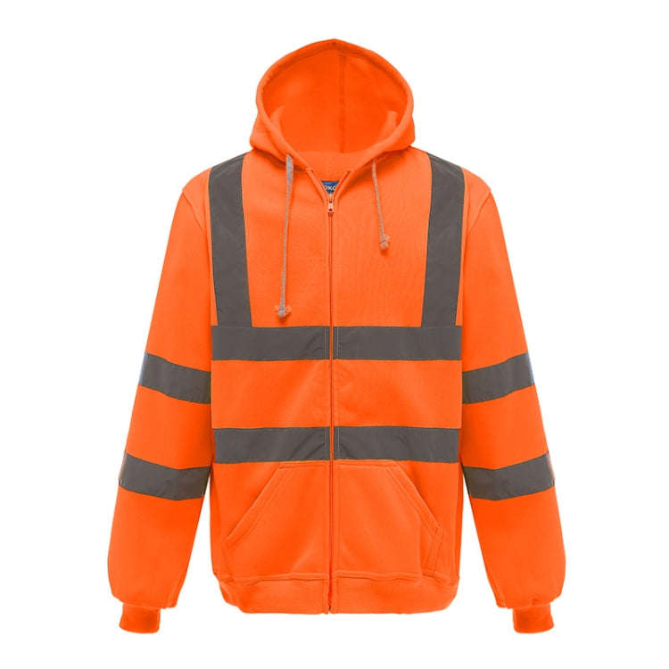 Reflective Hooded Zipper Sweatshirt Outdoor Sports Fleece Reflective Clothing, Size: S(Fluorescen...