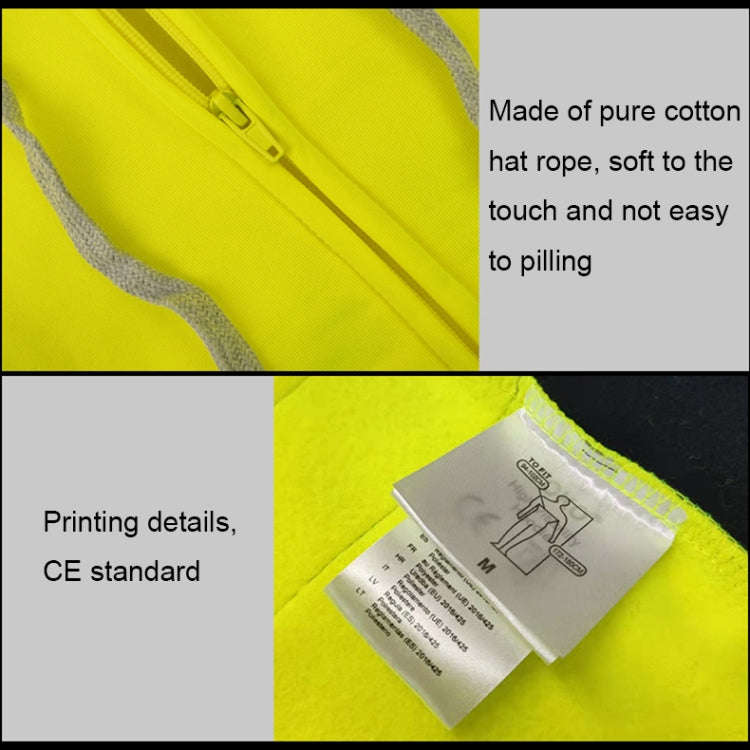 Reflective Hooded Zipper Sweatshirt Outdoor Sports Fleece Reflective Clothing, Size: XXL(Fluoresc...