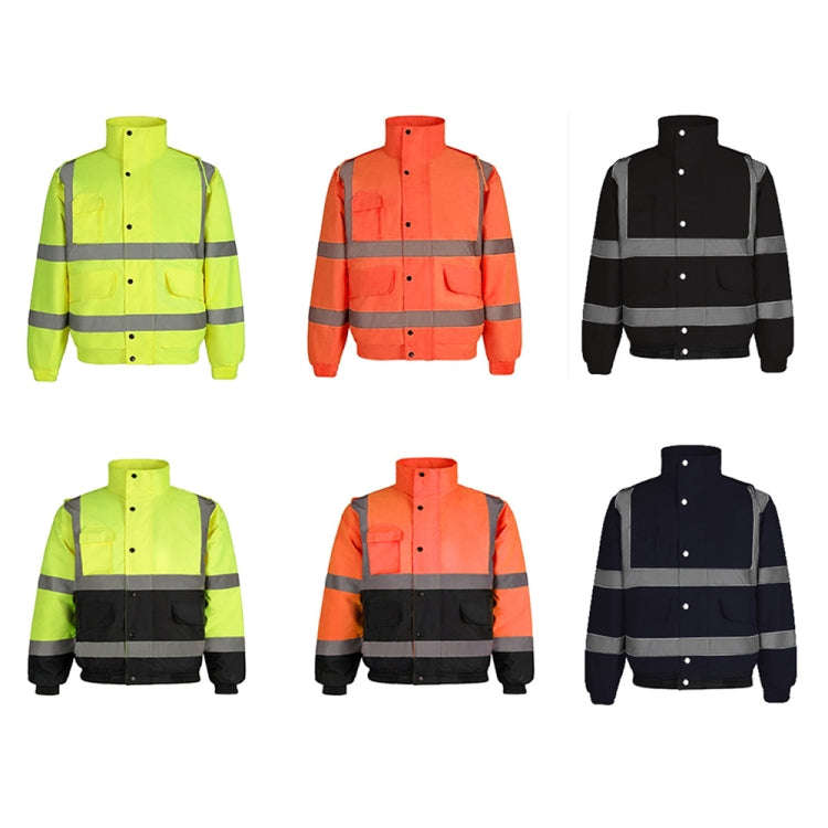 Winter Warm Waterproof Short Multi-pocket Reflective Cotton Jacket, Size: S(Navy Blue)
