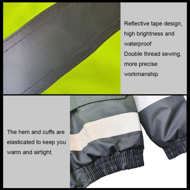 Winter Warm Waterproof Short Multi-pocket Reflective Cotton Jacket, Size: L(Yellow+Navy Blue)