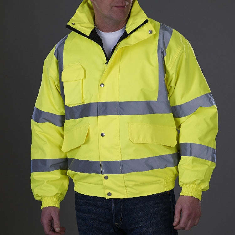 Winter Warm Waterproof Short Multi-pocket Reflective Cotton Jacket, Size: XL(Yellow+Navy Blue)