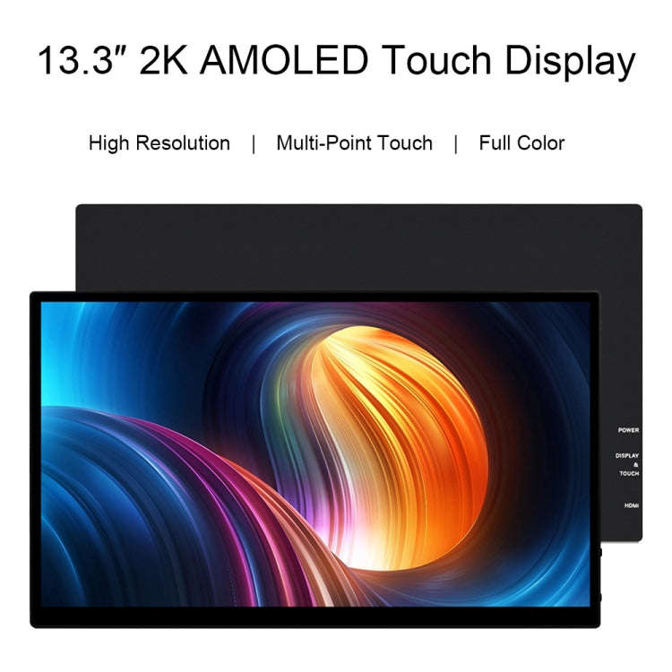Waveshare 13.3 Inch 2K 2560×1440 HDMI/Type-C Display Interface AMOLED Touch Display(EU Plug)