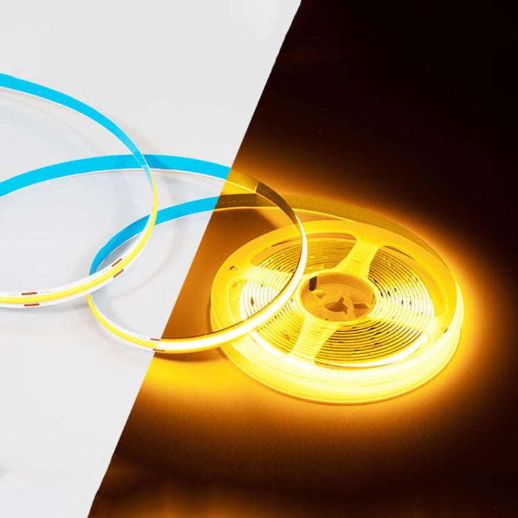1m 24V 320 Beads 12W 8mm Wide COB Adhesive Decorative LED Light Strip, Style: Yellow(Color Monoch...