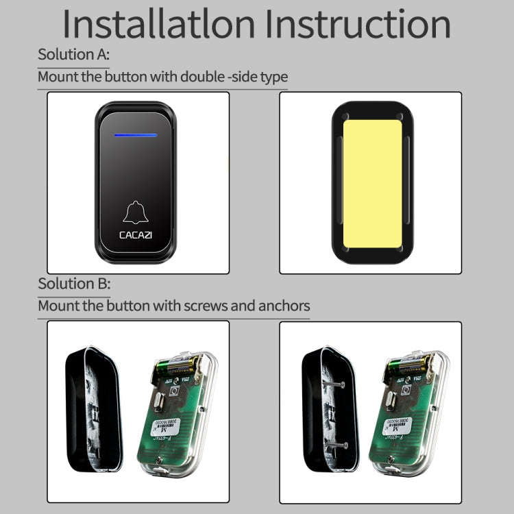 CACAZI Home Smart Digital Wireless Doorbell Remote Electronic Doorbell Elderly Pager, Style: EU P...