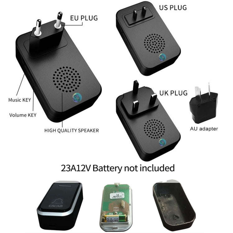 CACAZI Home Smart Digital Wireless Doorbell Remote Electronic Doorbell Elderly Pager, Style: EU P...