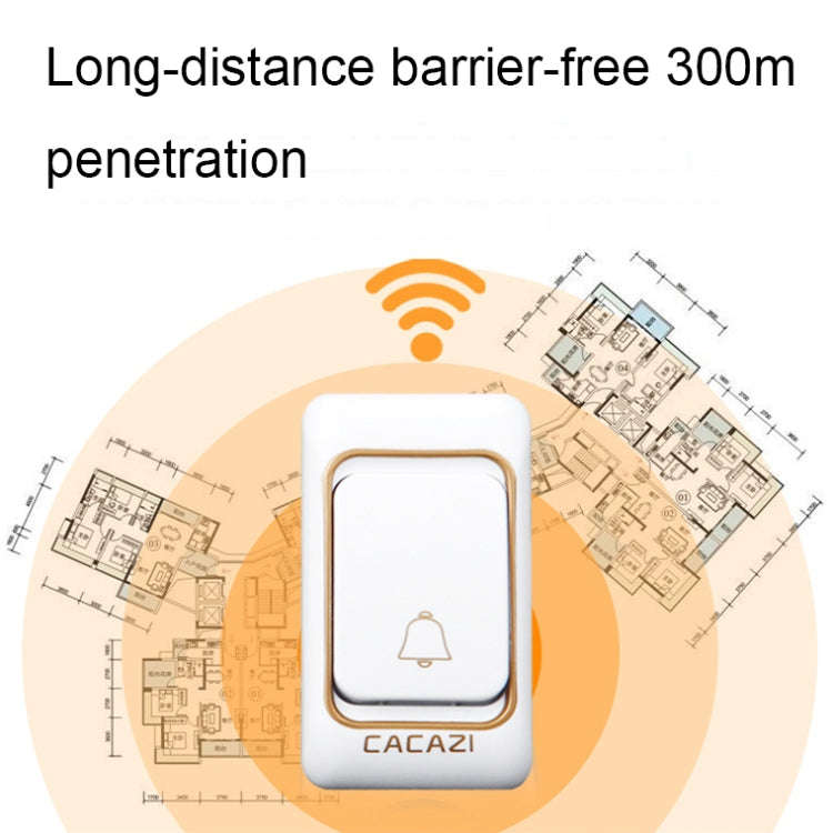 CACAZI Smart Waterproof Music Wireless Doorbell Multifunctional Pager, Style: EU Plug(Black)