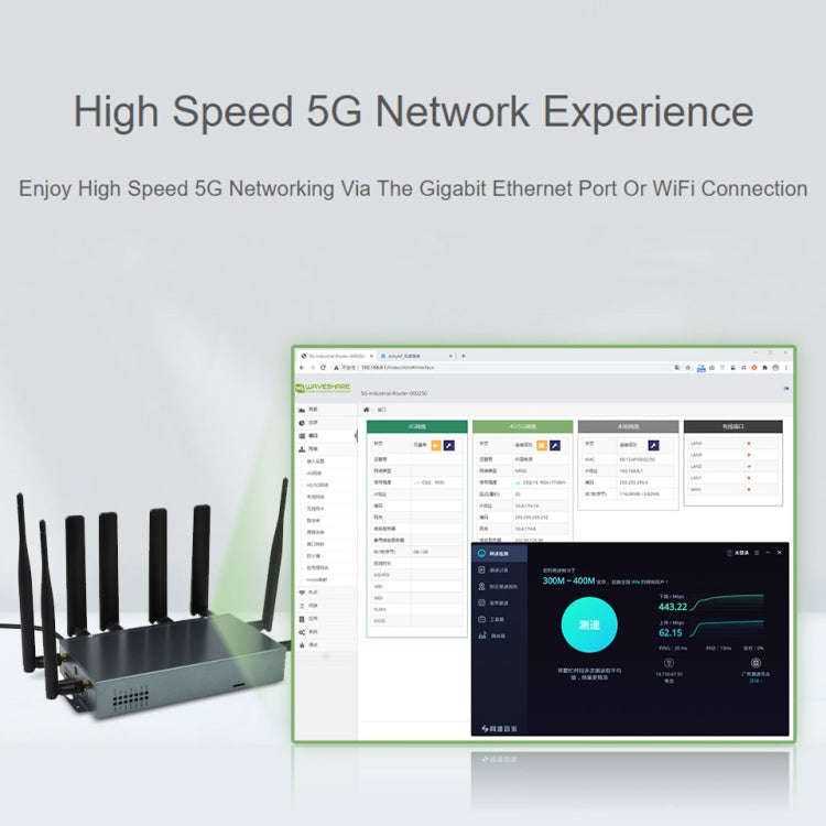 Waveshare RM520N-GL Wireless CPE Industrial 5G Router, Snapdragon X62 Onboard(EU Plug)